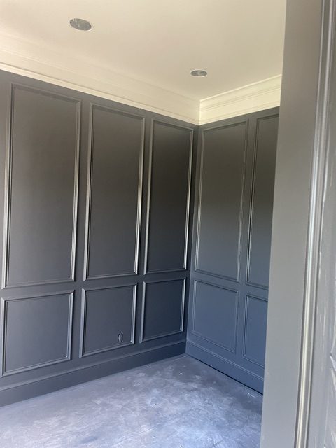 charcoal paneled room painting by 99 Dollar Painter in Middle Tennessee