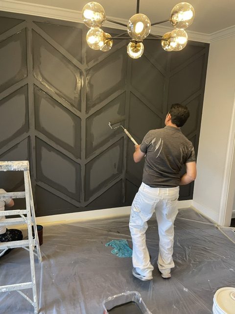 geometric accent wall painting by 99 Dollar Painter in Middle Tennessee