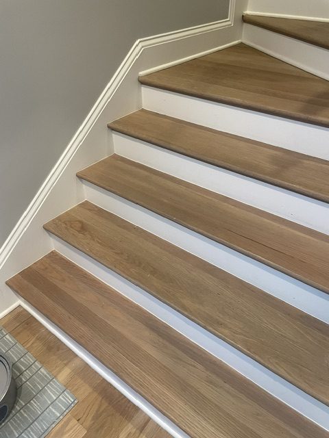 refinished wood stairs by 99 Dollar Painter in Middle Tennessee